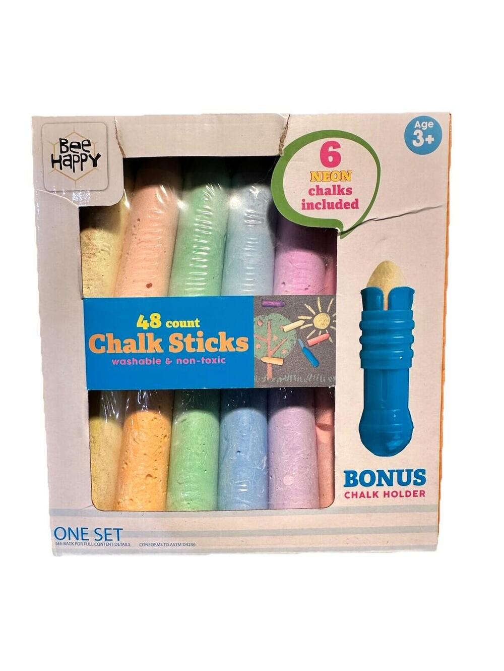 48 Count CHALK STICKS w Bonus Holder by Bee Happy SEALED